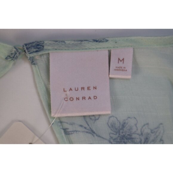 Lauren Conrad Women's Mint Green Floral Print Flowy Bell Sleeve Top Size Medium - Picture 10 of 11